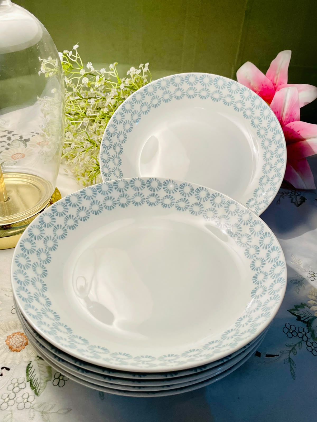 NEXT Blue Geometric Rim Large Pasta Bowl – ( Each) , 9.5"