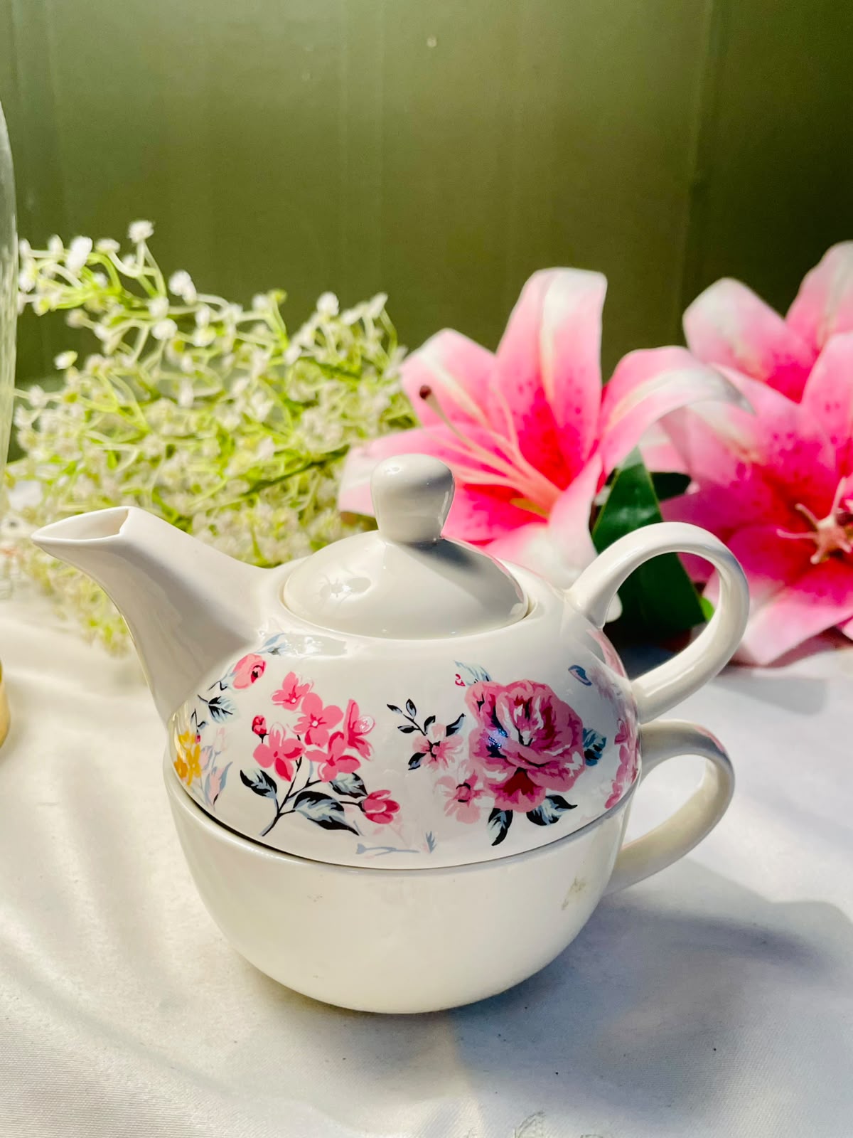 Floral Ceramic Tea-for-One Teapot & Cup Set