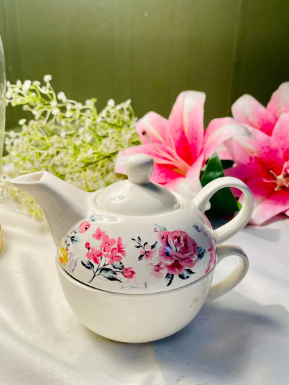 Floral Ceramic Tea-for-One Teapot & Cup Set