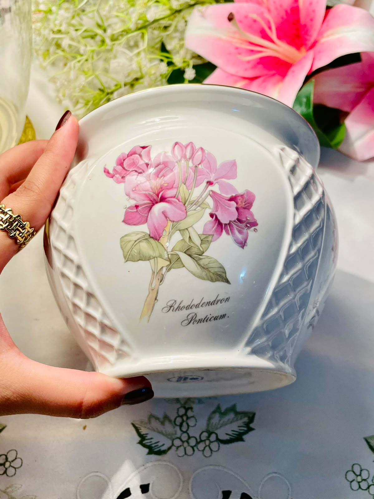 Royal Winton Rhododendron Floral Ceramic Planter – 14cm