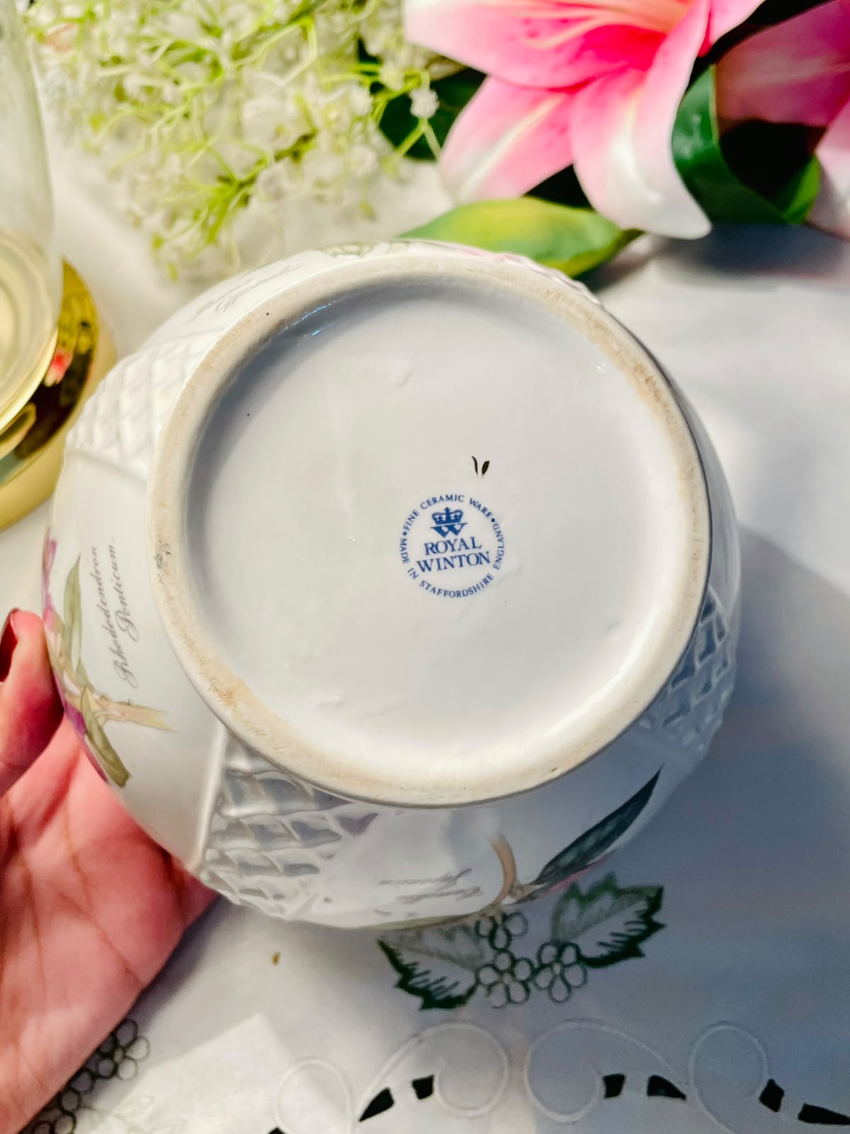 Royal Winton Rhododendron Floral Ceramic Planter – 14cm