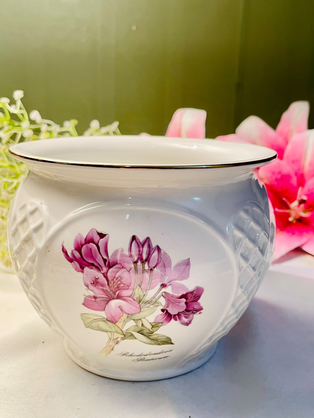 Royal Winton Rhododendron Floral Ceramic Planter – 14cm