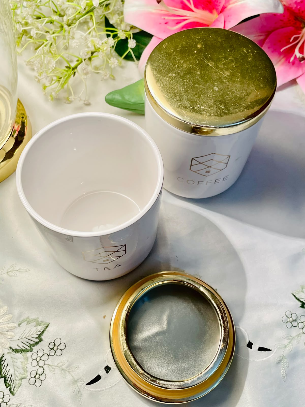 Luxe Home London Tea & Coffee Ceramic Canister Set