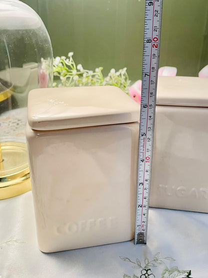 Vintage Ceramic Coffee & Sugar Canister Set with Lids