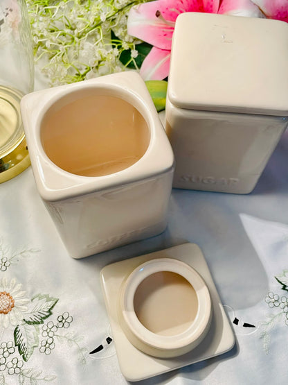 Vintage Ceramic Coffee & Sugar Canister Set with Lids