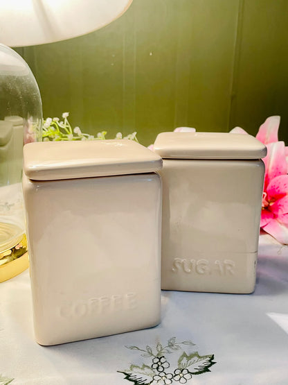 Vintage Ceramic Coffee & Sugar Canister Set with Lids
