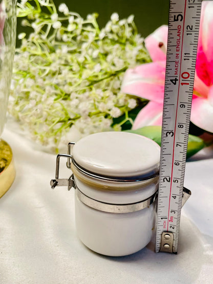 White Ceramic Clamp-Lid Storage Jar – 8cm