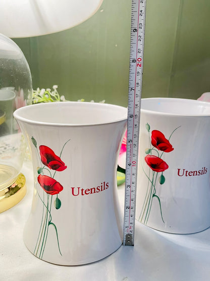 Dunelm Poppy Utensil Jars ( Each ) Approx. 15cm