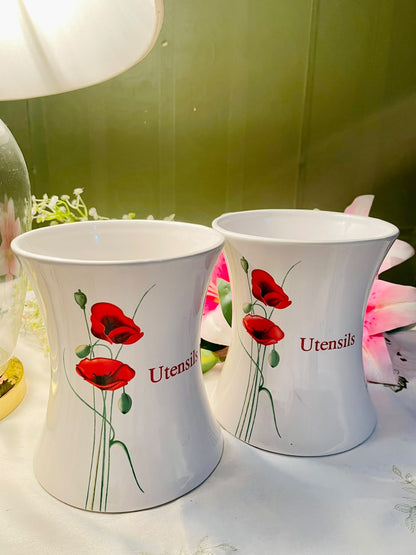 Dunelm Poppy Utensil Jars ( Each ) Approx. 15cm