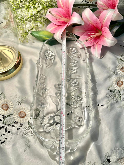 Vintage Floral Crystal large Serving Tray – 15"