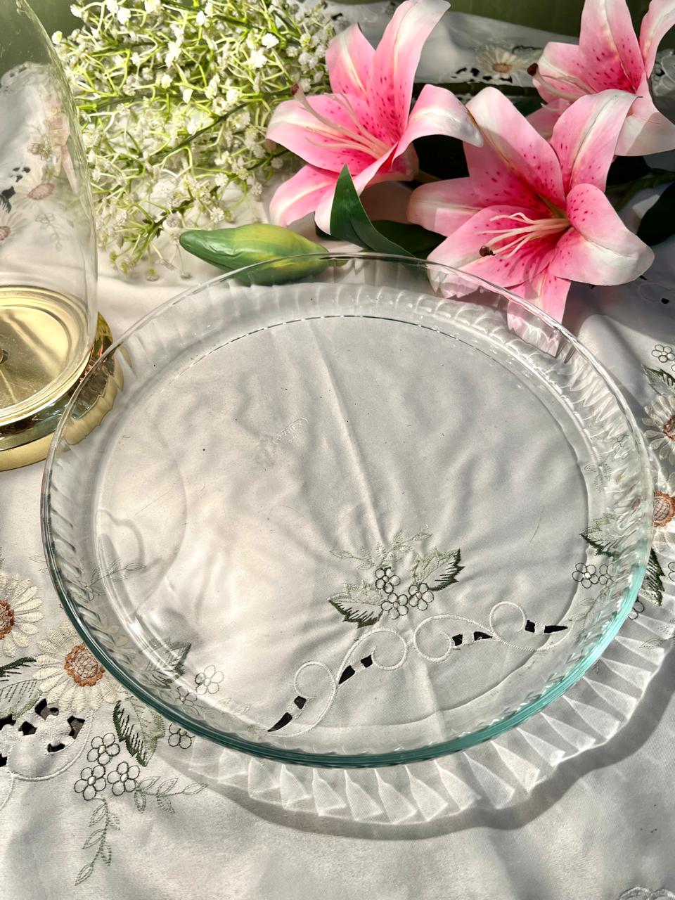 Vintage Pyrex Clear Crystal Large Serving Platter – 12"