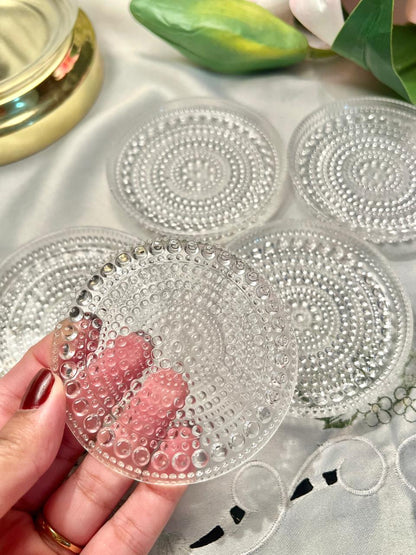 Set of 5 Vintage Bubble Crystal Coasters – 4"