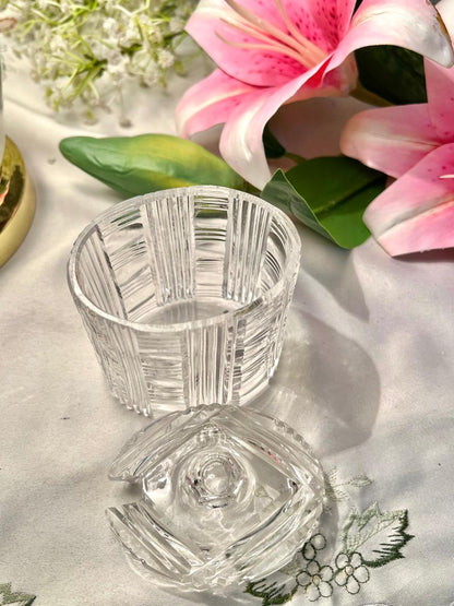 Vintage Cut Crystal Lidded Jar – 4"