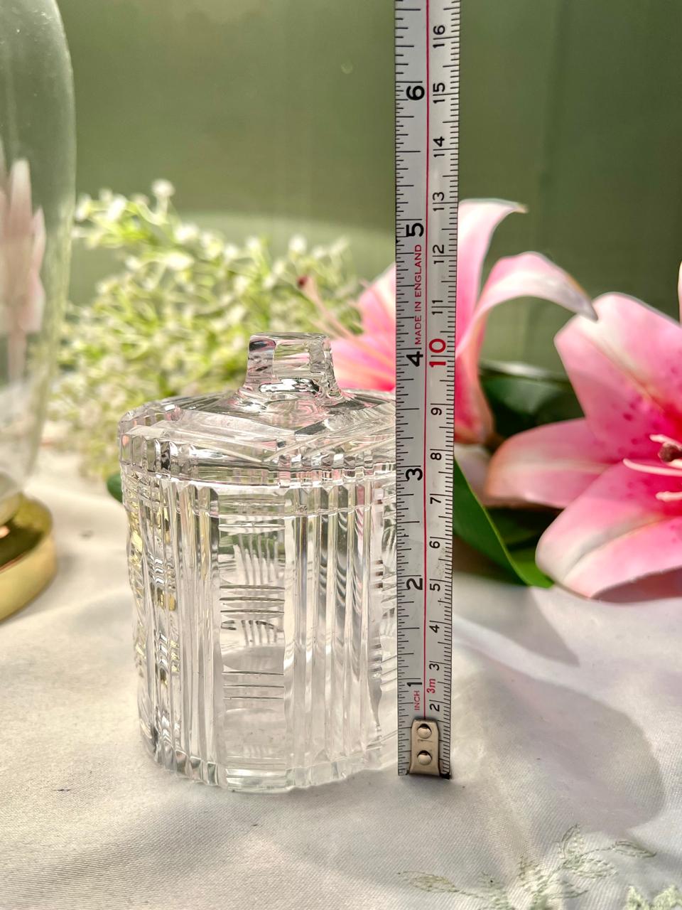 Vintage Cut Crystal Lidded Jar – 4"