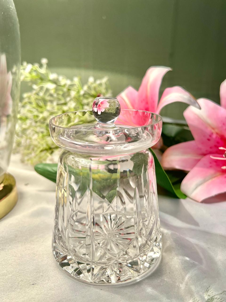 Vintage Cut Crystal Lidded Jar – 4.5"