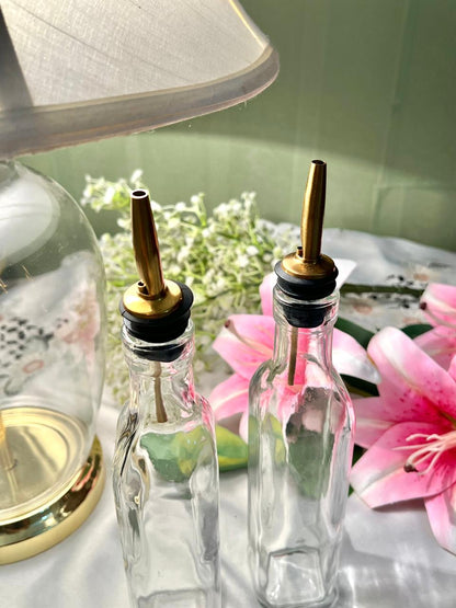 Vintage Crystal Oil & Vinegar Pourer Bottles – Set of 2