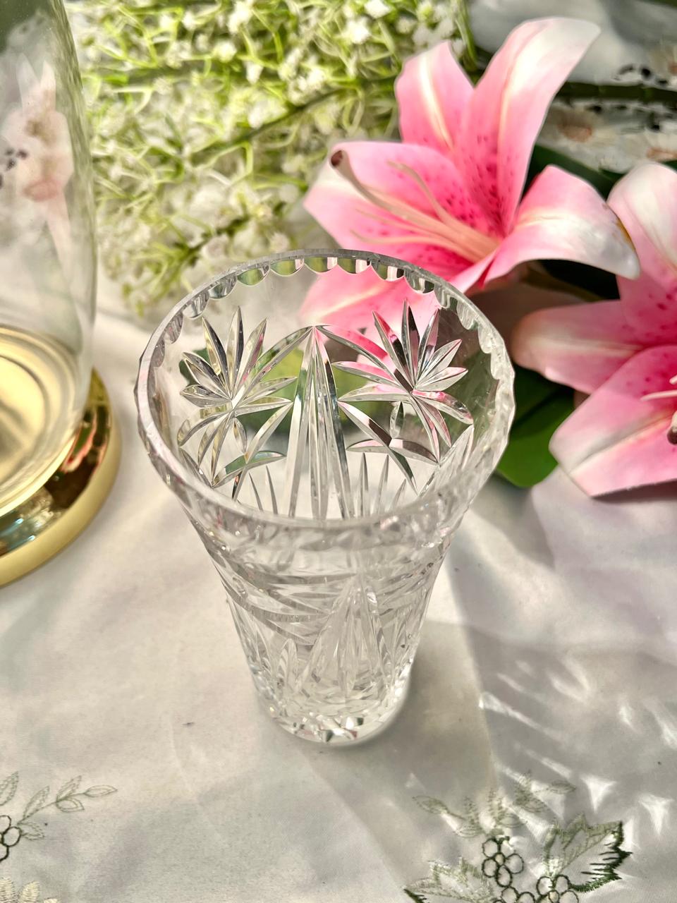 Vintage Cut Crystal Vase – Approx. 6 in