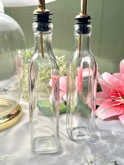 Vintage Crystal Oil & Vinegar Pourer Bottles – Set of 2
