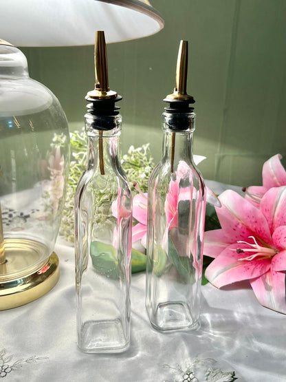 Vintage Crystal Oil & Vinegar Pourer Bottles – Set of 2