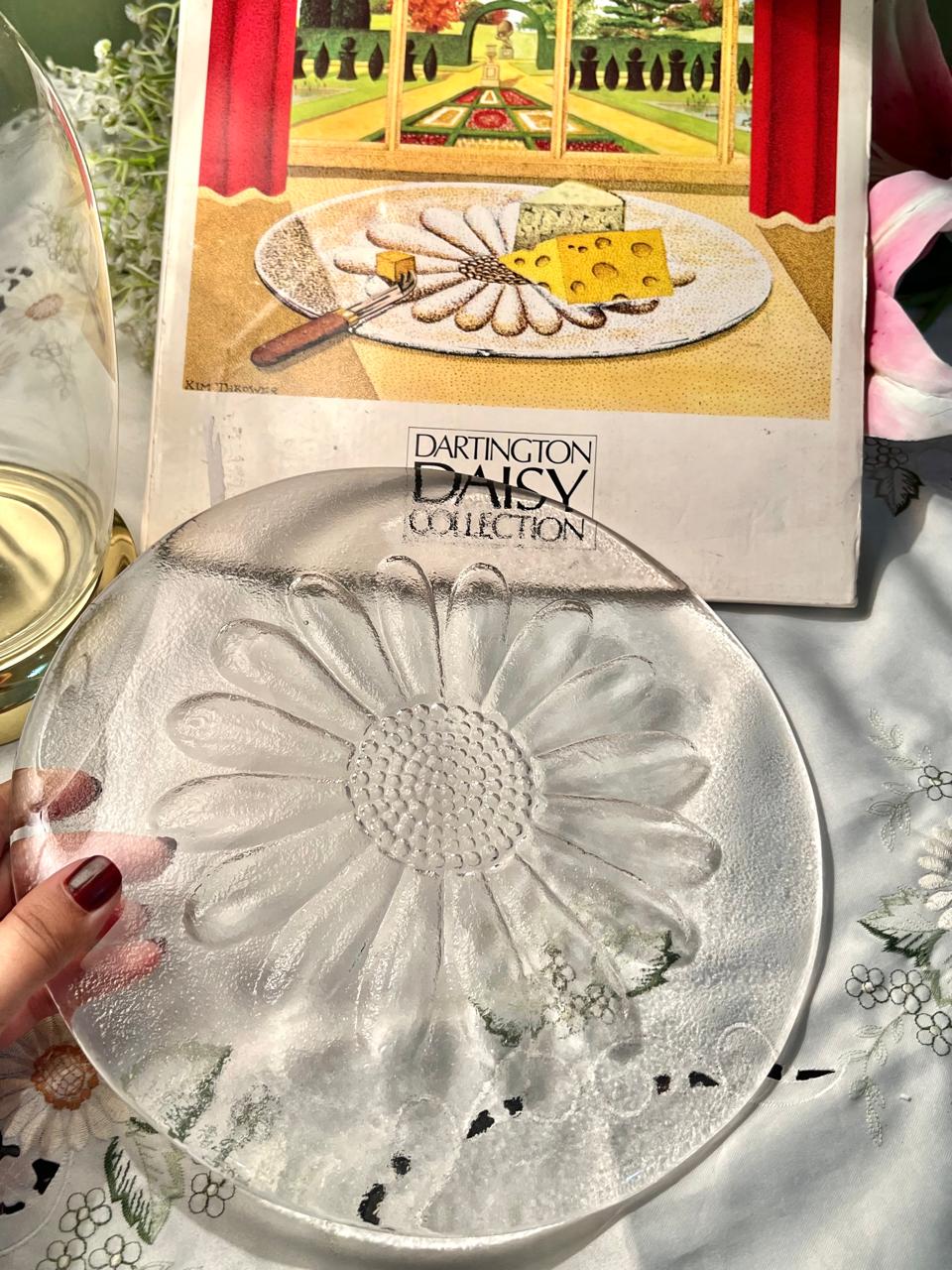 Dartington Daisy Collection Crystal Large Serving Platter – 10.5 Inch - with box