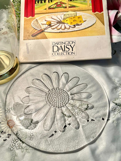 Dartington Daisy Collection Crystal Large Serving Platter – 10.5 Inch - with box