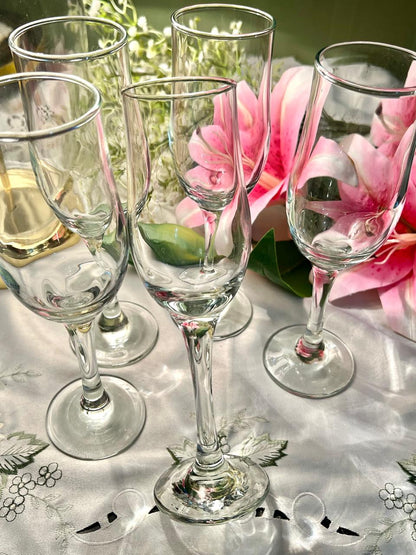 Set of 5 Clear Crystal Champagne Flutes – 8.5 Inch