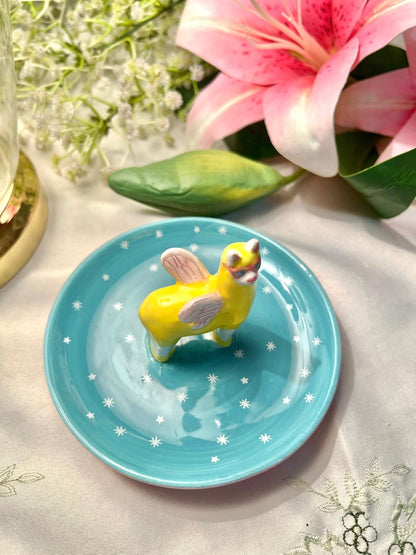 Hand painted Paperchase Ceramic Trinket Dish with Bee Figurine – 5 Inch