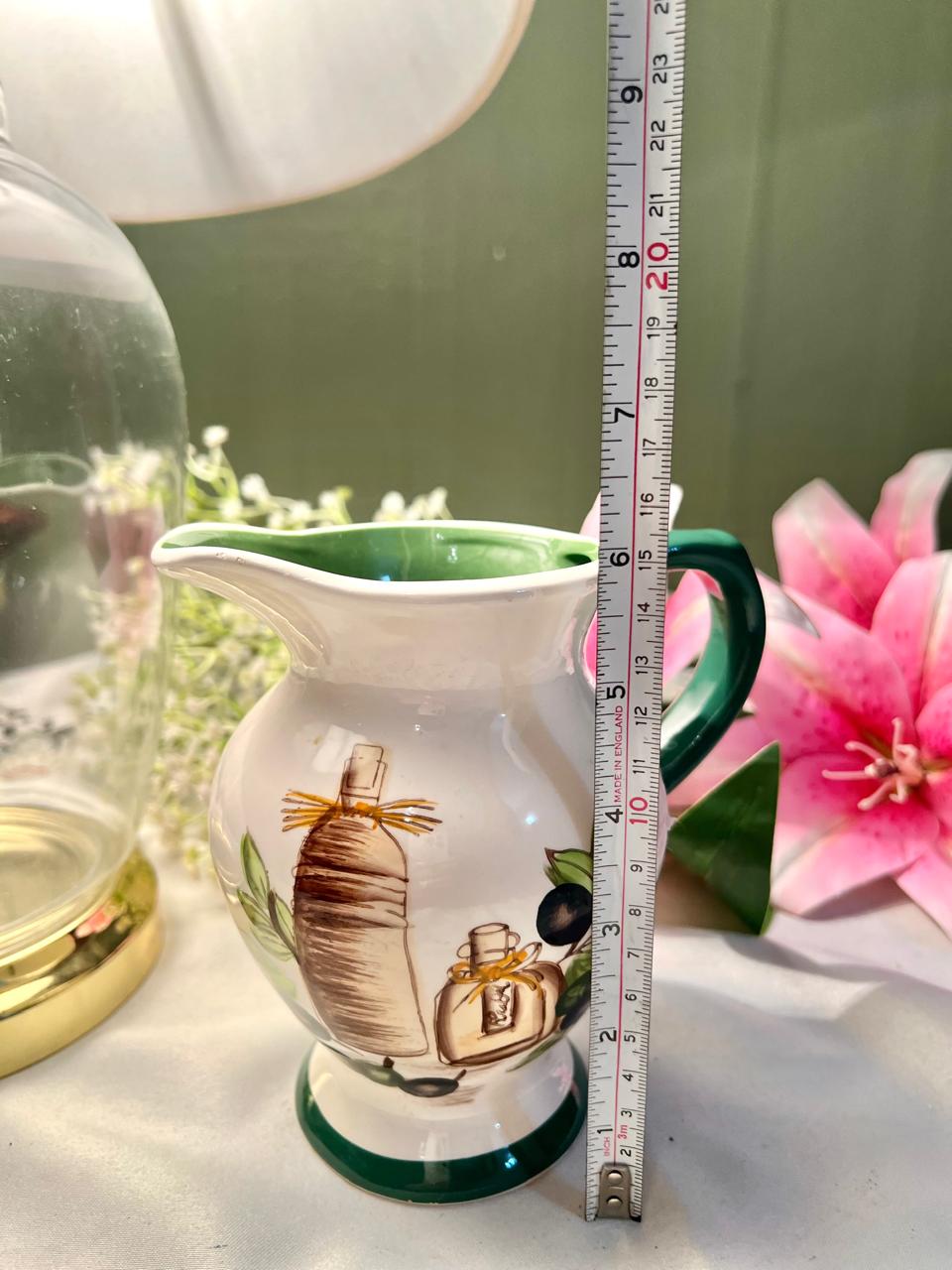 Vintage Hand Painted Olive Design Ceramic Jug – 6 Inch