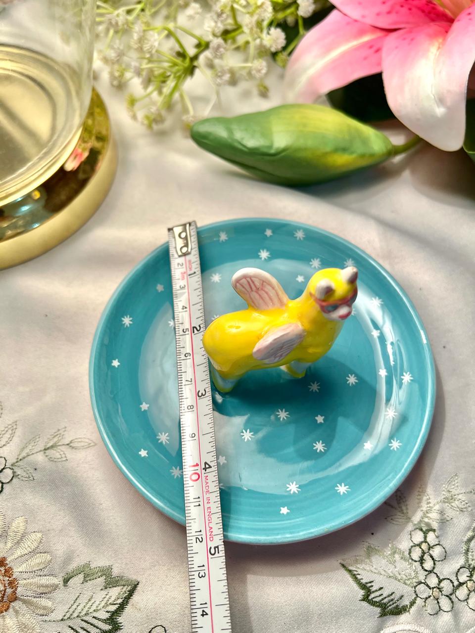 Hand painted Paperchase Ceramic Trinket Dish with Bee Figurine – 5 Inch