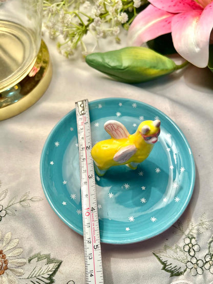 Hand painted Paperchase Ceramic Trinket Dish with Bee Figurine – 5 Inch