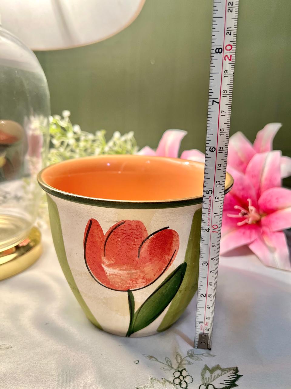 Hand Painted Made in Germany Floral Ceramic Planter – Approx. 6 Inch