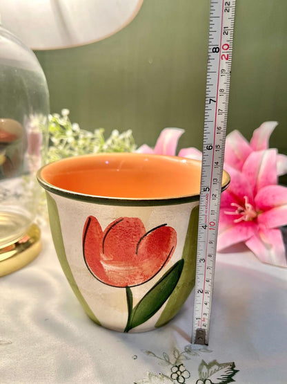 Hand Painted Made in Germany Floral Ceramic Planter – Approx. 6 Inch