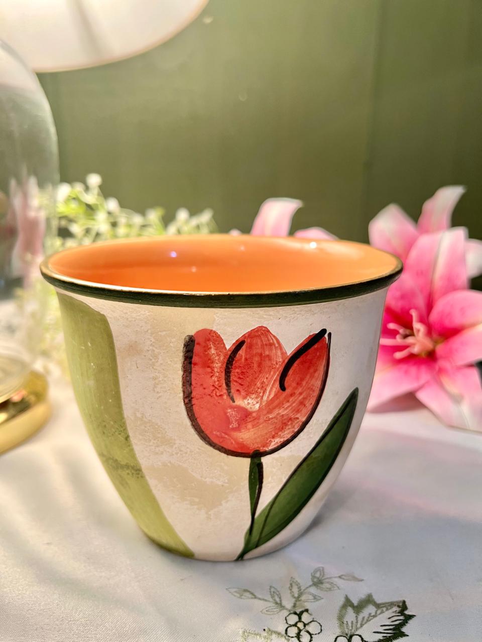 Hand Painted Made in Germany Floral Ceramic Planter – Approx. 6 Inch