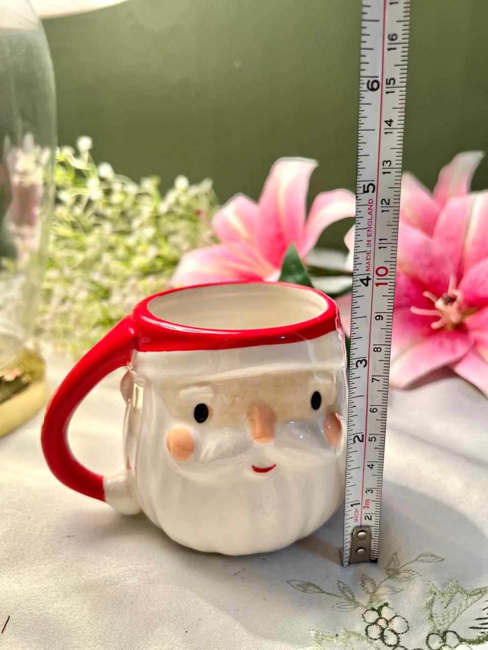 Hand Painting HOME Santa Face Ceramic Mug Red & White Approx. 9cm