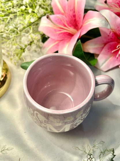 Hand Painted Fox & Ivy Tesco Fine China Floral Initial M Mug Approx. 10cm
