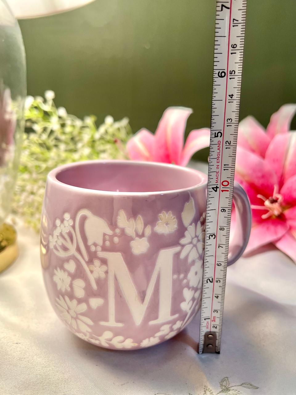 Hand Painted Fox & Ivy Tesco Fine China Floral Initial M Mug Approx. 10cm