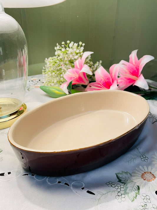 Vintage Cream Ceramic Oven-Safe Baking Dish Approx. 30cm
