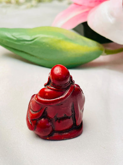 Red Laughing Buddha Miniature Figurine Approx. 5cm ( Rare Finds )