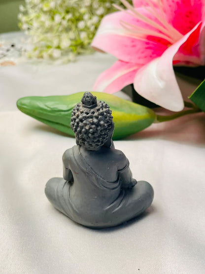 Grey Seated Buddha Miniature Figurine Approx. 6cm