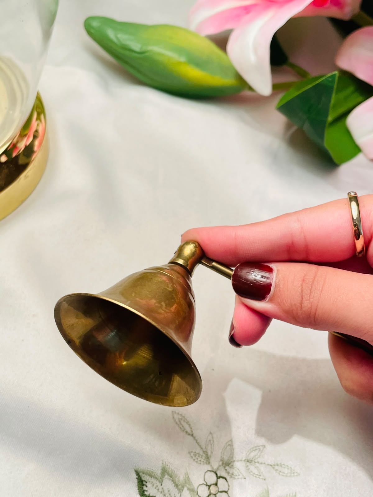 Brass Candle Snuffer with Long Decorative Handle , 10"
