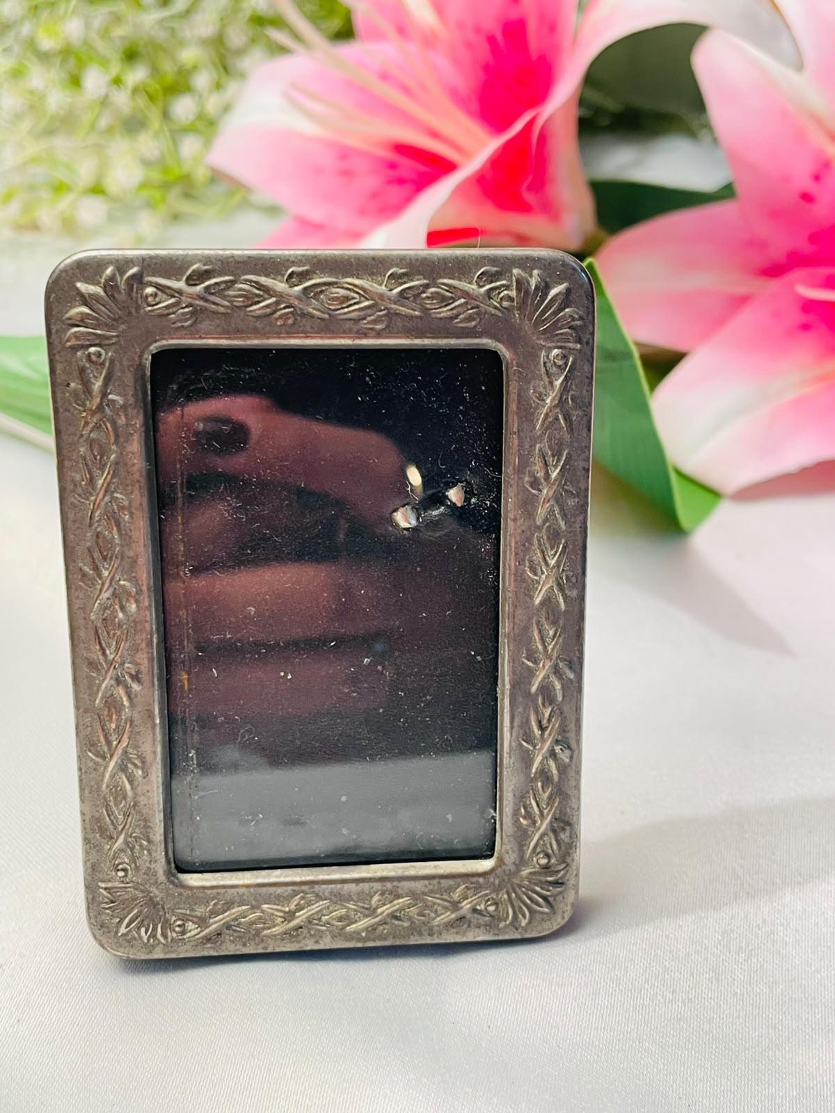 3.5" Silver  Floral Photo Frame