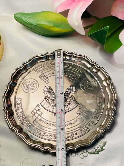 Queen Anne Silver Royal Wedding 1981 Charles & Diana Commemorative Tray 6 in