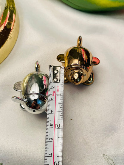 2-Piece Silver & Gold Pig Miniature Shaker Set 2 in