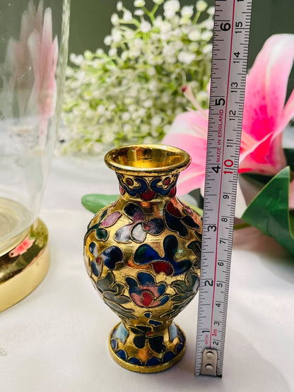 Gold-Tone Multicolour Floral Mini Vase 4 in