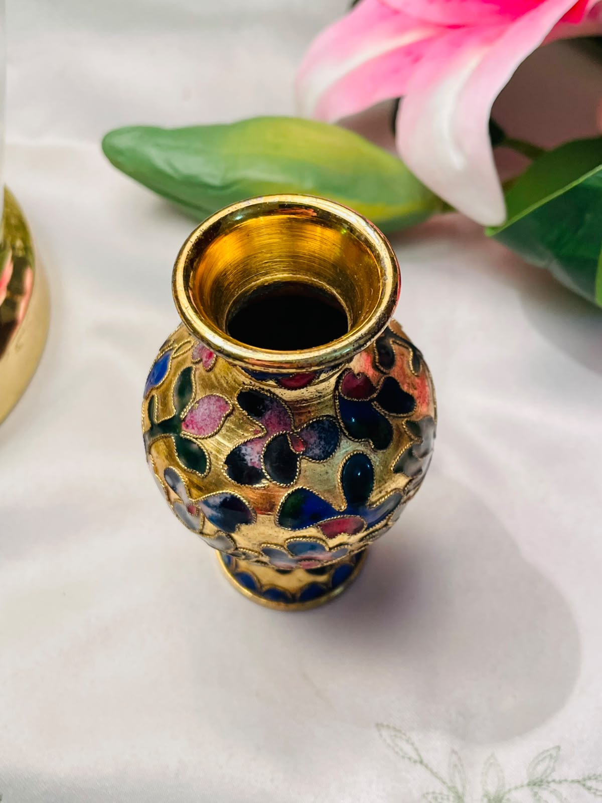 Gold-Tone Multicolour Floral Mini Vase 4 in