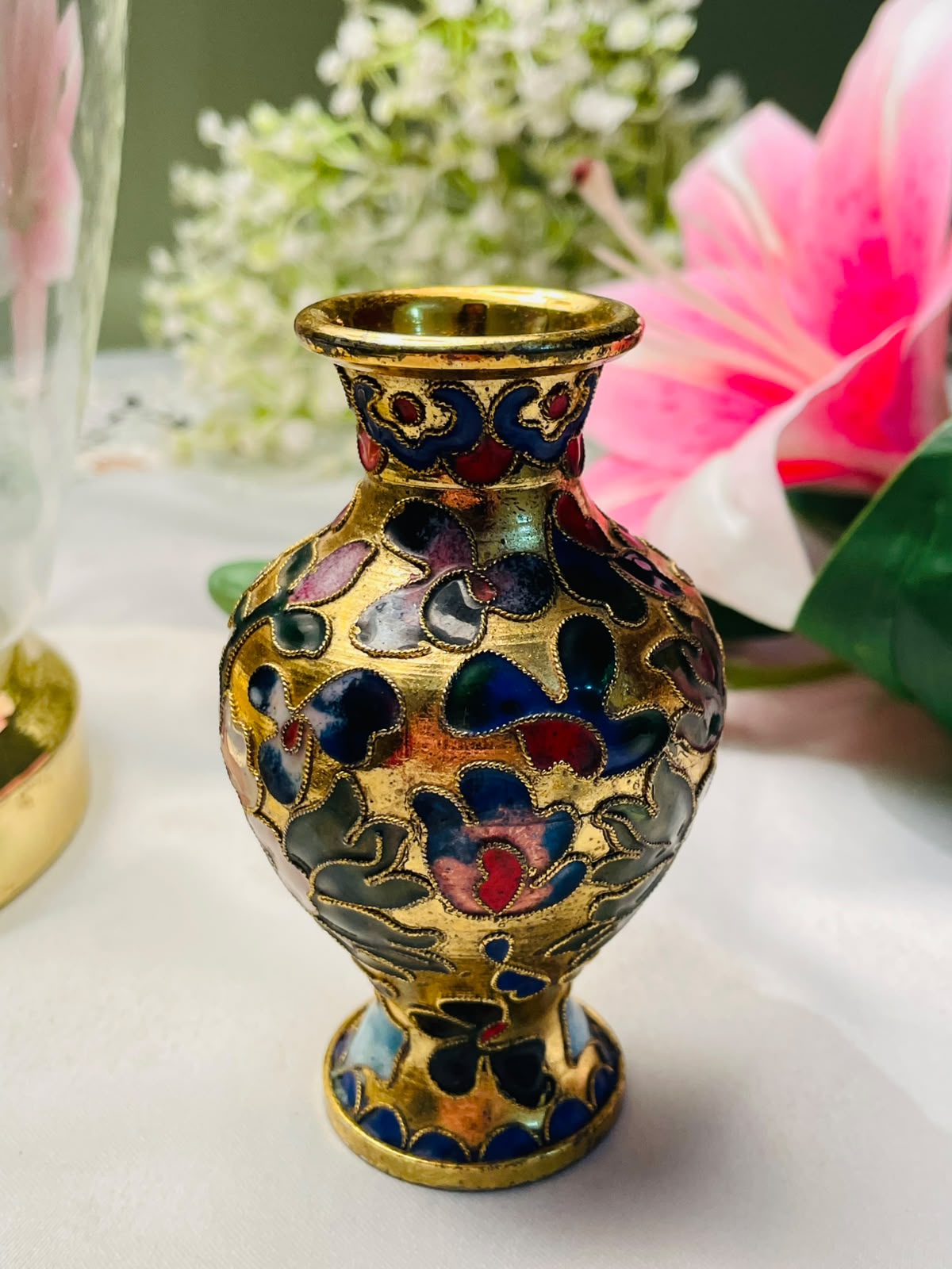 Gold-Tone Multicolour Floral Mini Vase 4 in