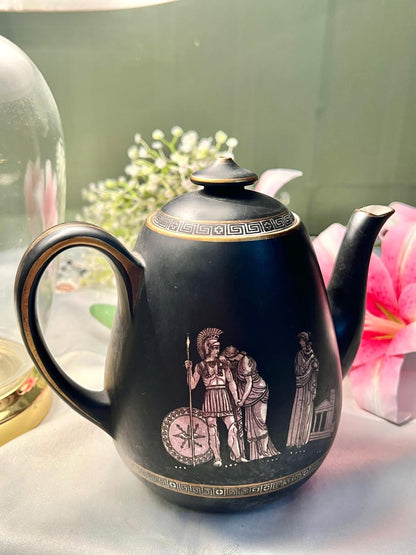 24KT Greek Gold Revival Ceramic Teapot with Lid – 7 in ( Rare Finds)