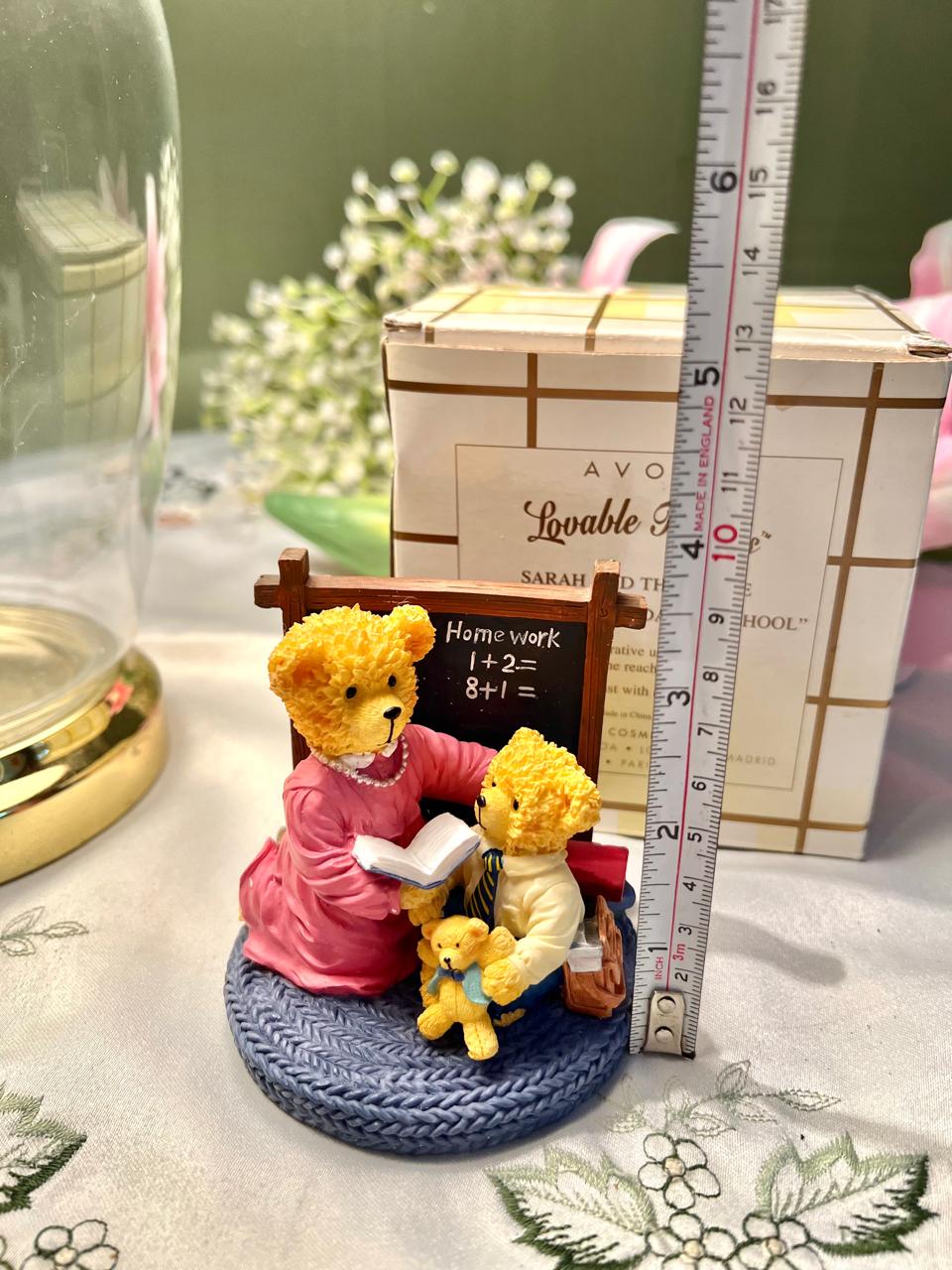Vintage Teddy Bear School Figurine – Approx. 3.5 Inch