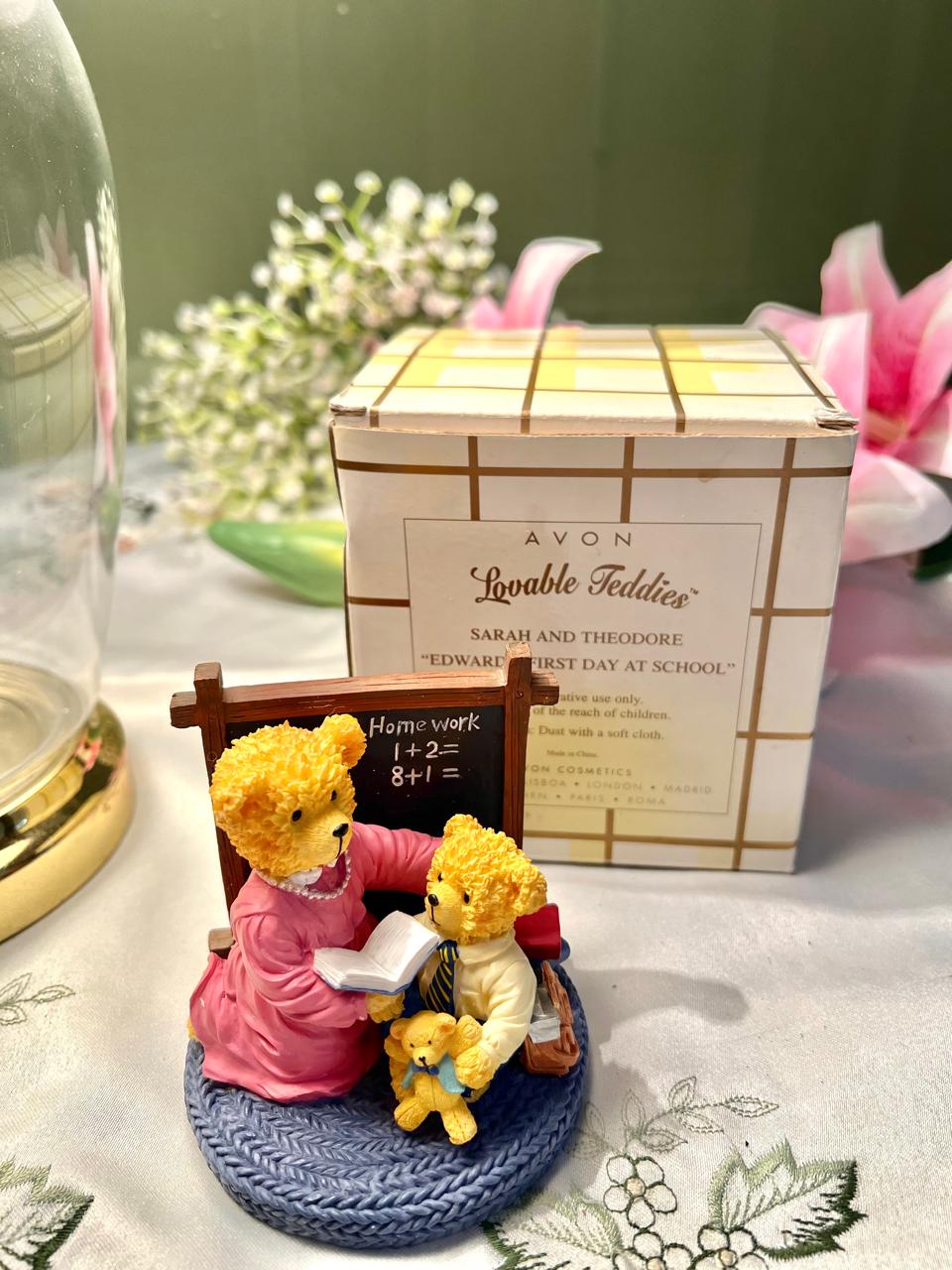 Vintage Teddy Bear School Figurine – Approx. 3.5 Inch