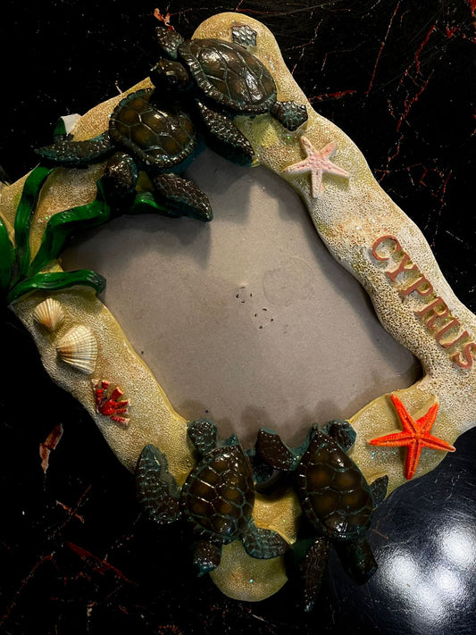 Cyprus Turtle Photo Frame – Vintage Coastal Beach Décor